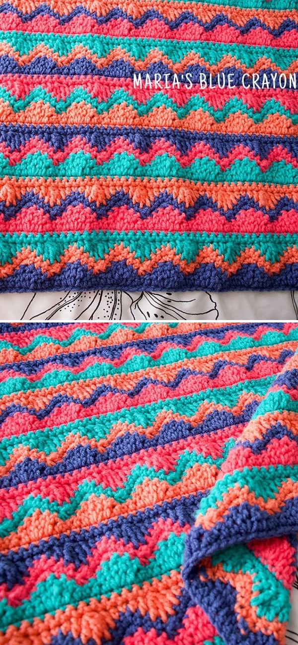 Chevron And Waves Blanket