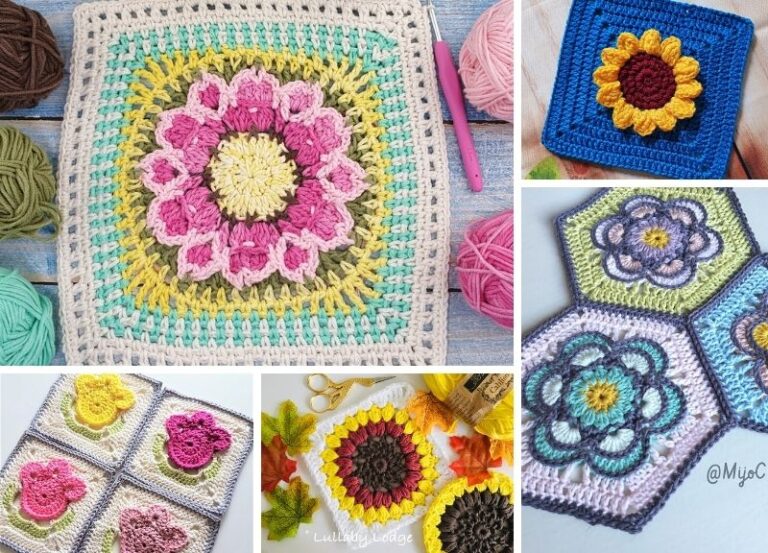 15 Floral Motif Square Free Crochet Pattern