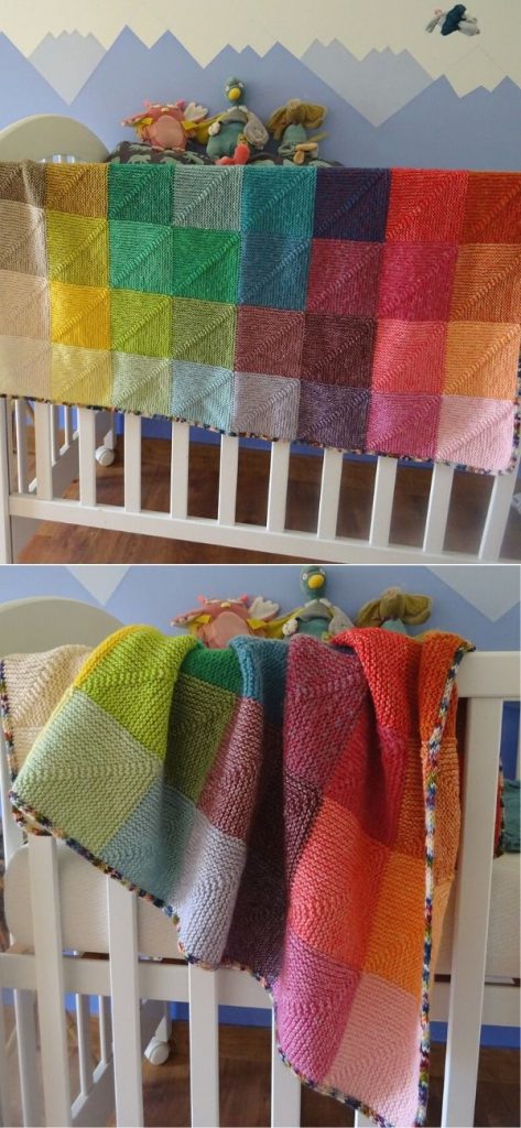 color block knitted blanket free pattern