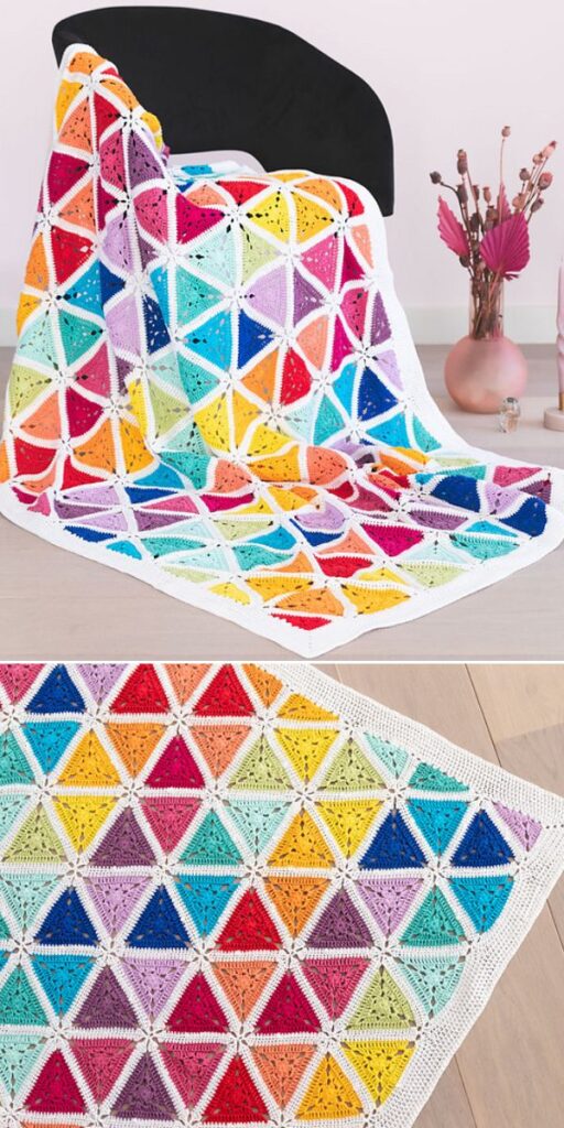 free crochet rainbow blanket pattern