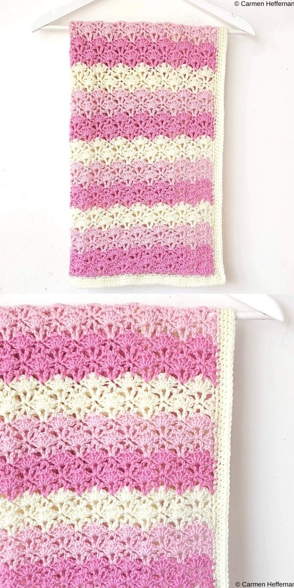 Lace Fan Stitch Baby Blanket Free Crochet Pattern