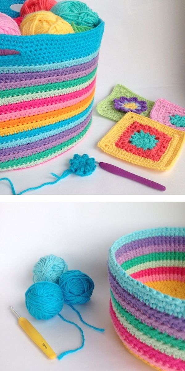 Crochet Pattern: Rainbow Storage Basket