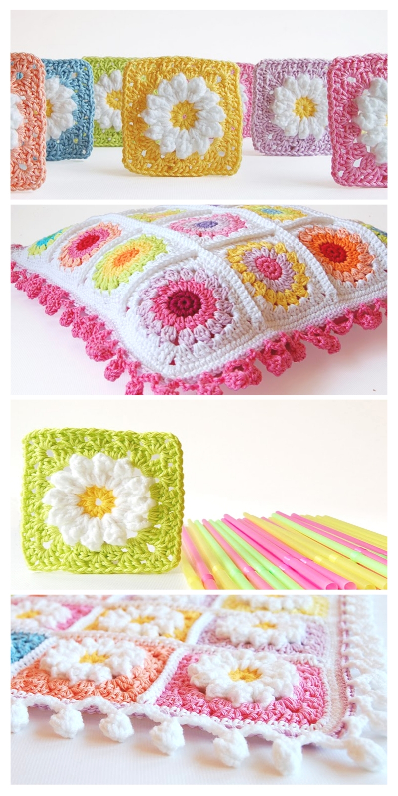 Rosie Posie Pillow Crochet Pattern