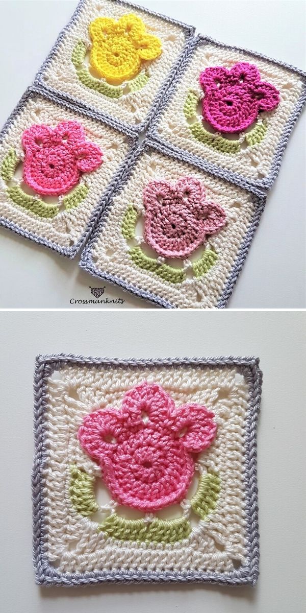 Tulip Granny Square Free Crochet Pattern