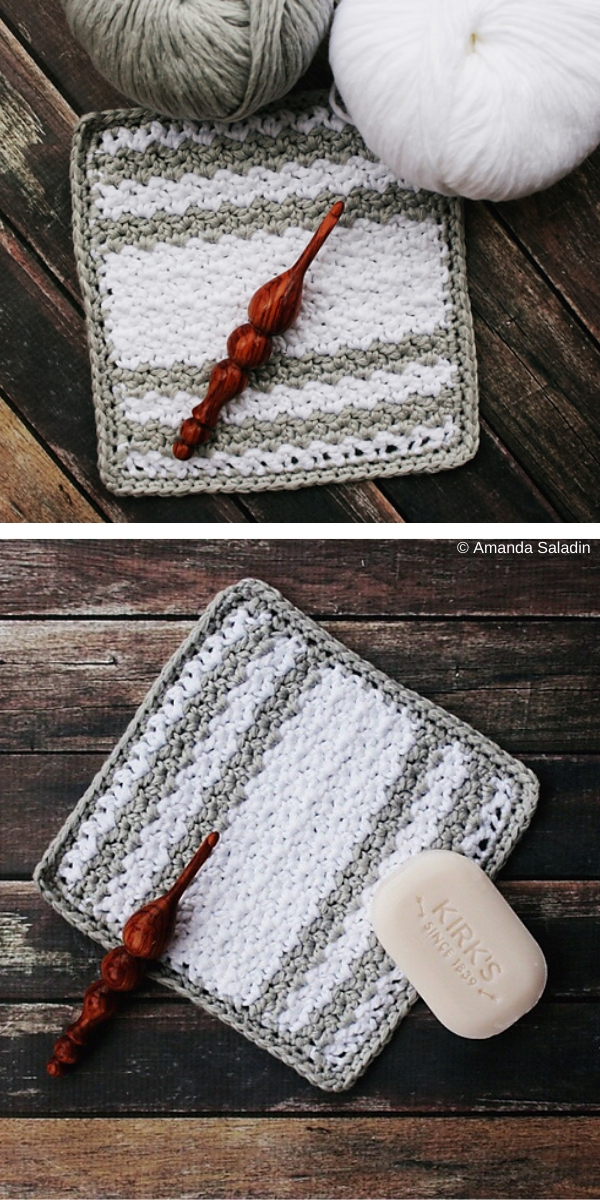  Striped Farmhouse Wash Cloth free crochet pattern