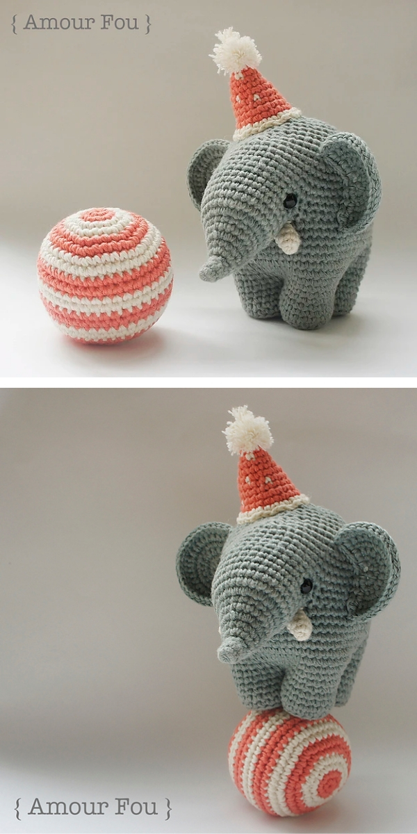 Gustav, the balancing elephant Free Crochet Pattern