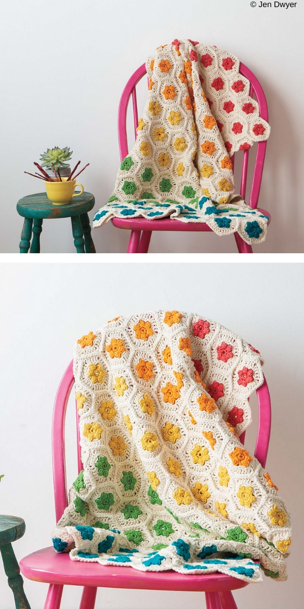 Rainbow Garden Throw Free Crochet Pattern