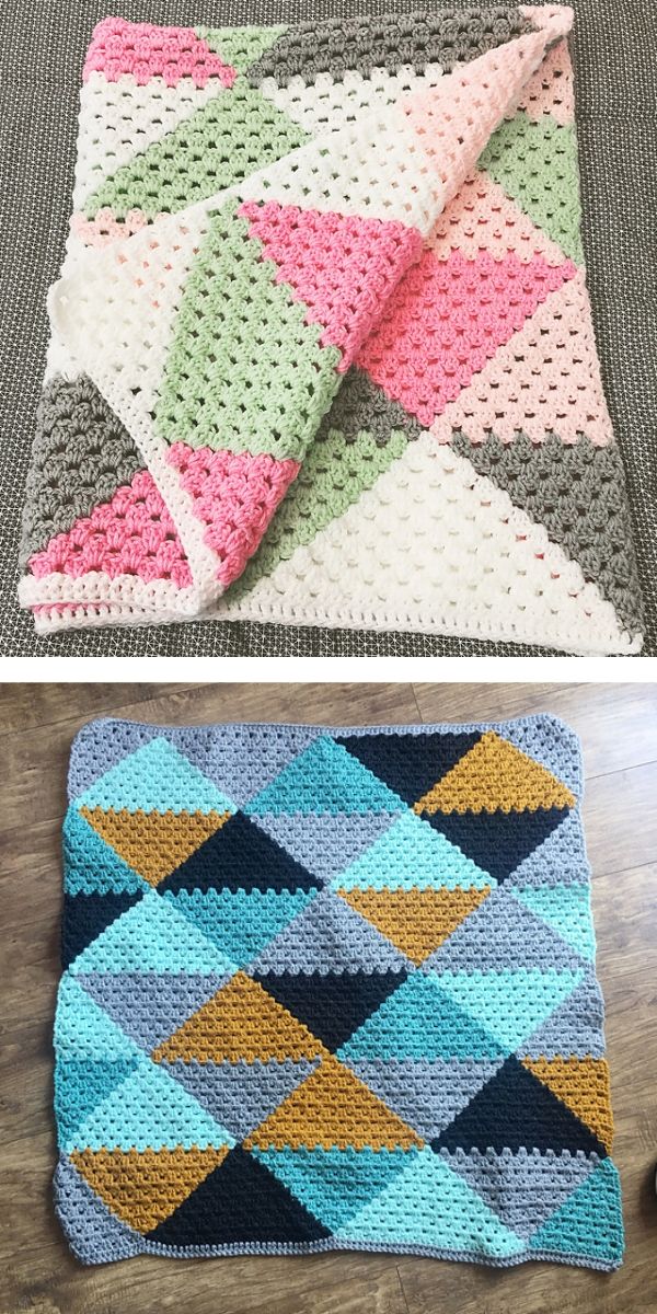 Love Triangles Granny Stripe Baby Blanket - One Dog Woof