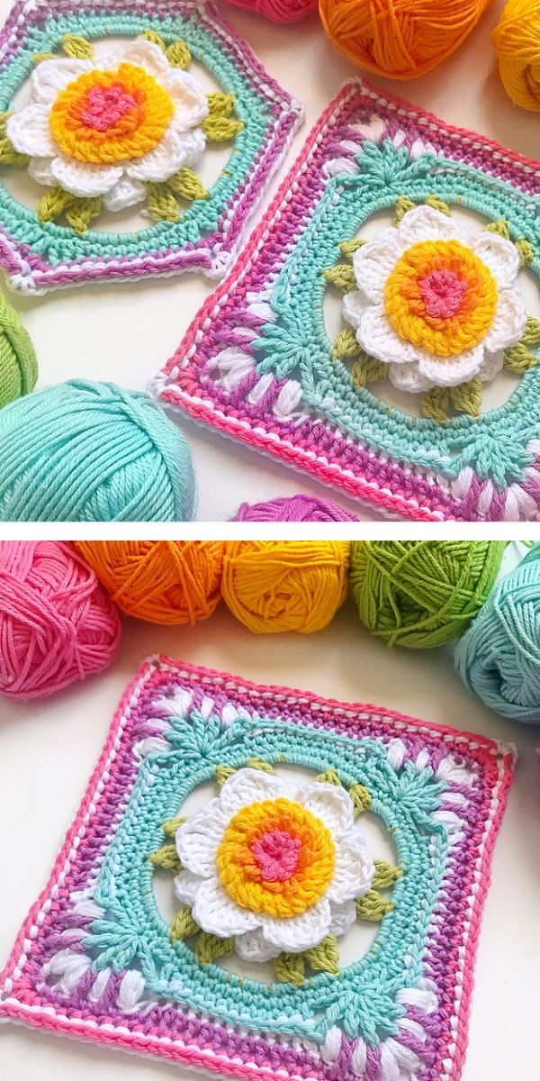 free crochet pattern: Amazing Flowers Granny Square 
