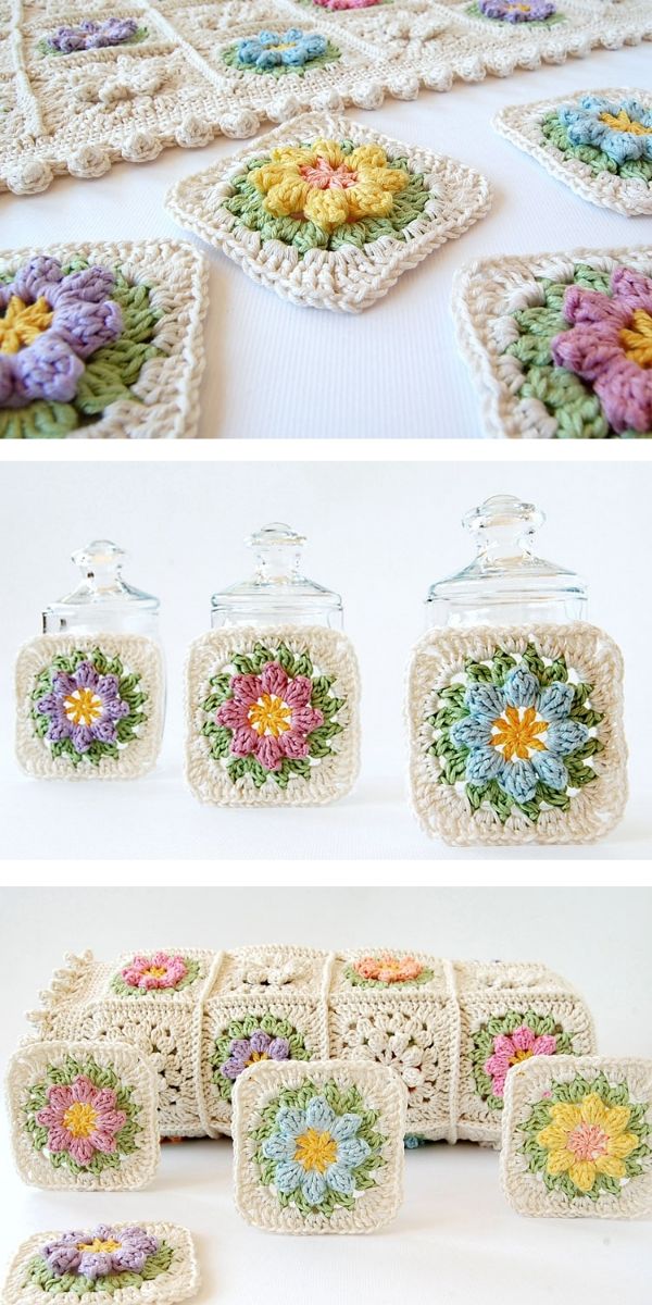 free crochet pattern: Amazing Flowers Granny Square 