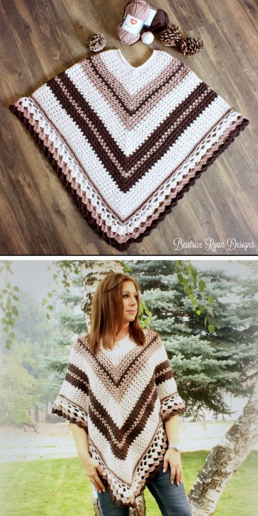 Coffee & Cream Poncho Free Crochet Pattern