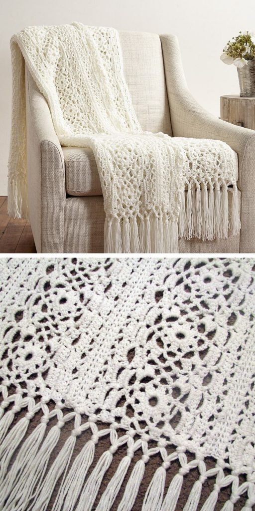 Easy Lace Sampler Throw Crochet Pattern