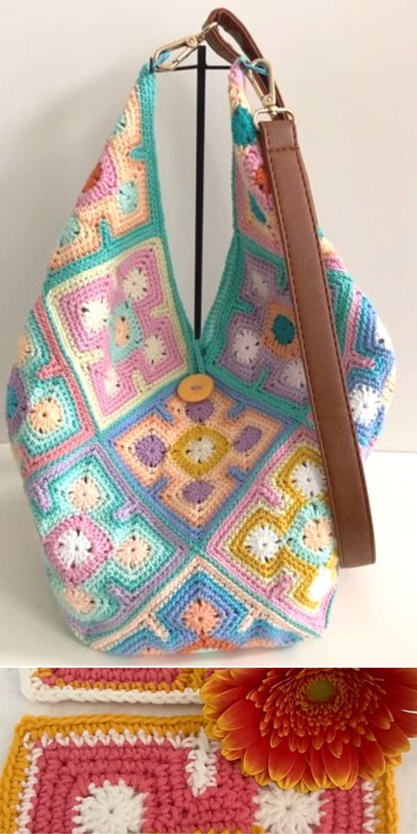 bag from crochet squares free pattern