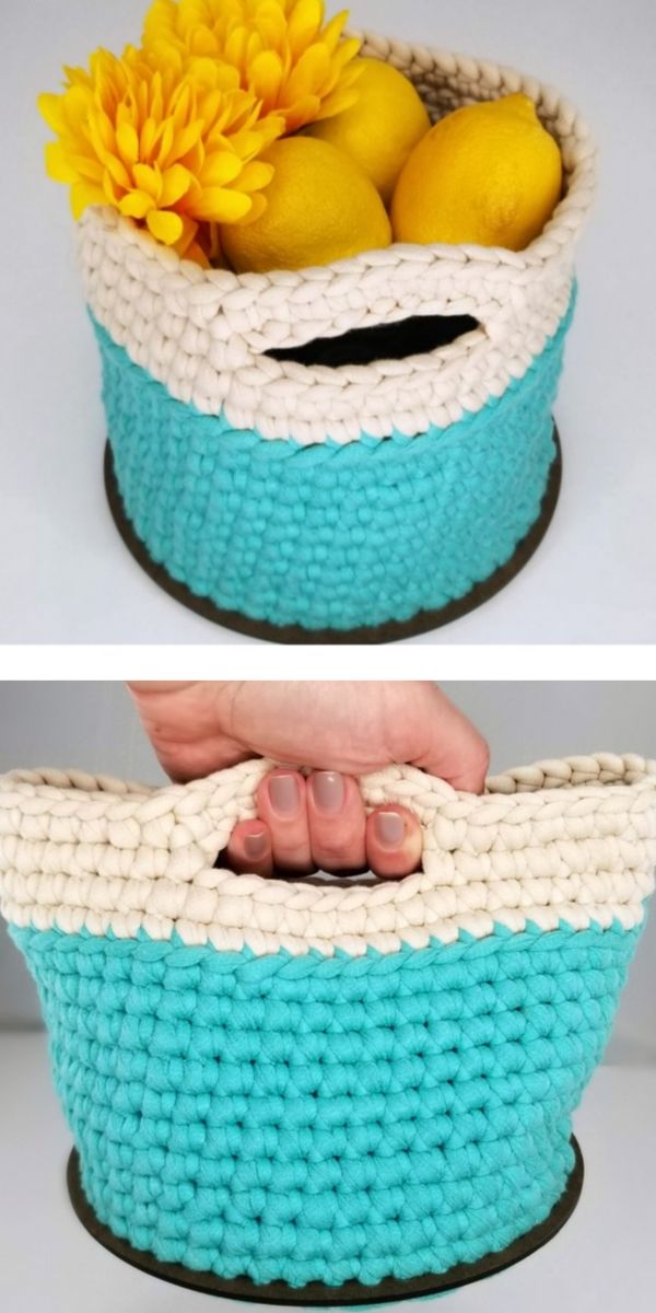 Free Crochet Pattern Basket With Handle