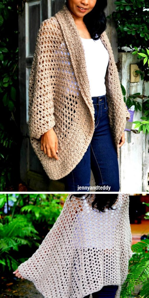 Toasted Honey Cocoon Cardigan Free Crochet Pattern