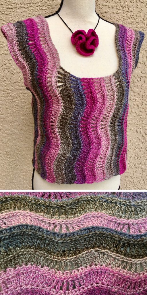 Wild Violets Ripple Shell Top Crochet Pattern
