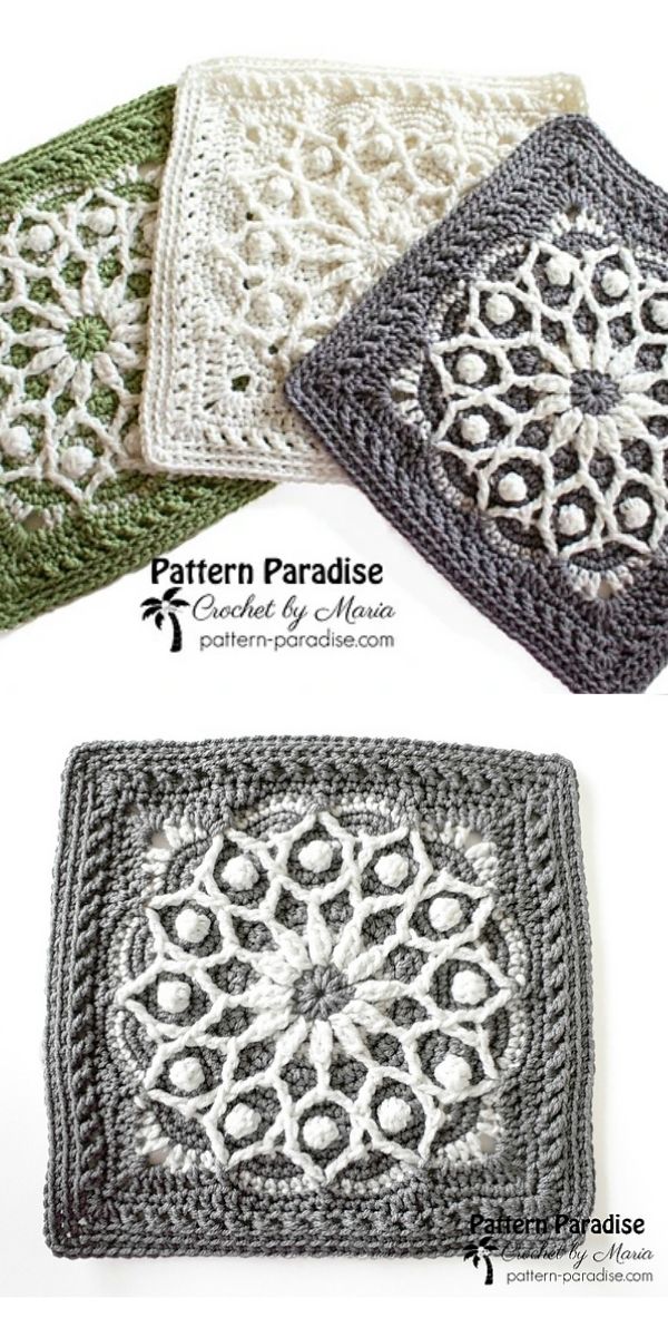 free crochet pattern: Casablanca 12" Square