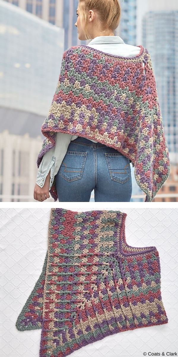 Mountain Breeze Poncho free crochet pattern