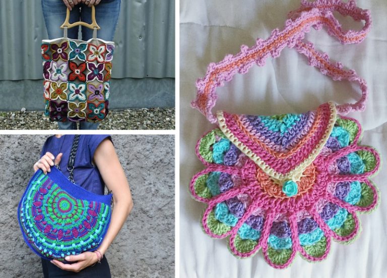 Peacock Tail Bags Free Crochet Pattern