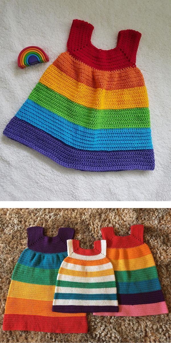 free crochet pattern: Colorful Baby Dresses