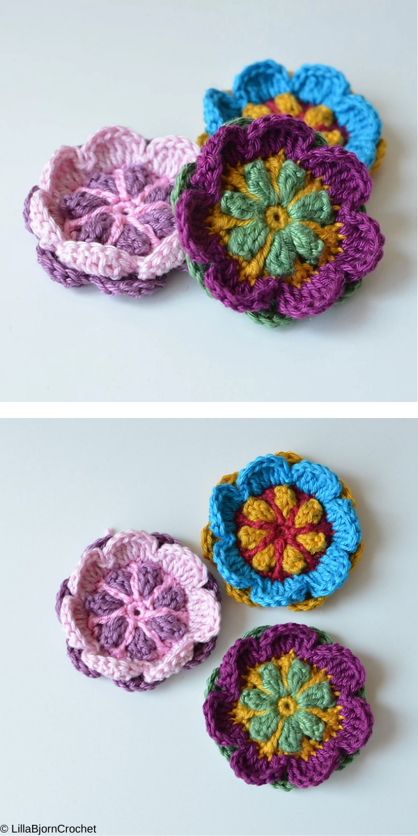 Two Layer Crochet Flowers (Free Pattern) - Annie Design Crochet