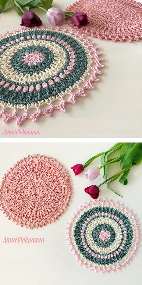 winter rose mandala Free Crochet Pattern