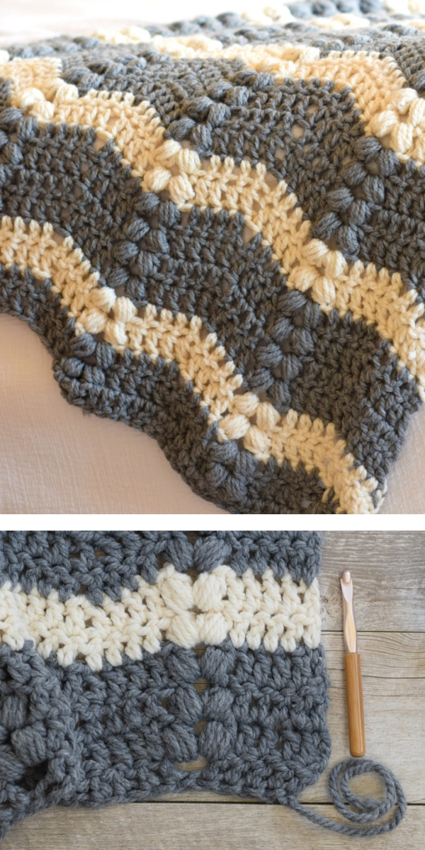 free crochet pattern: Pretty Ripple Blanket 