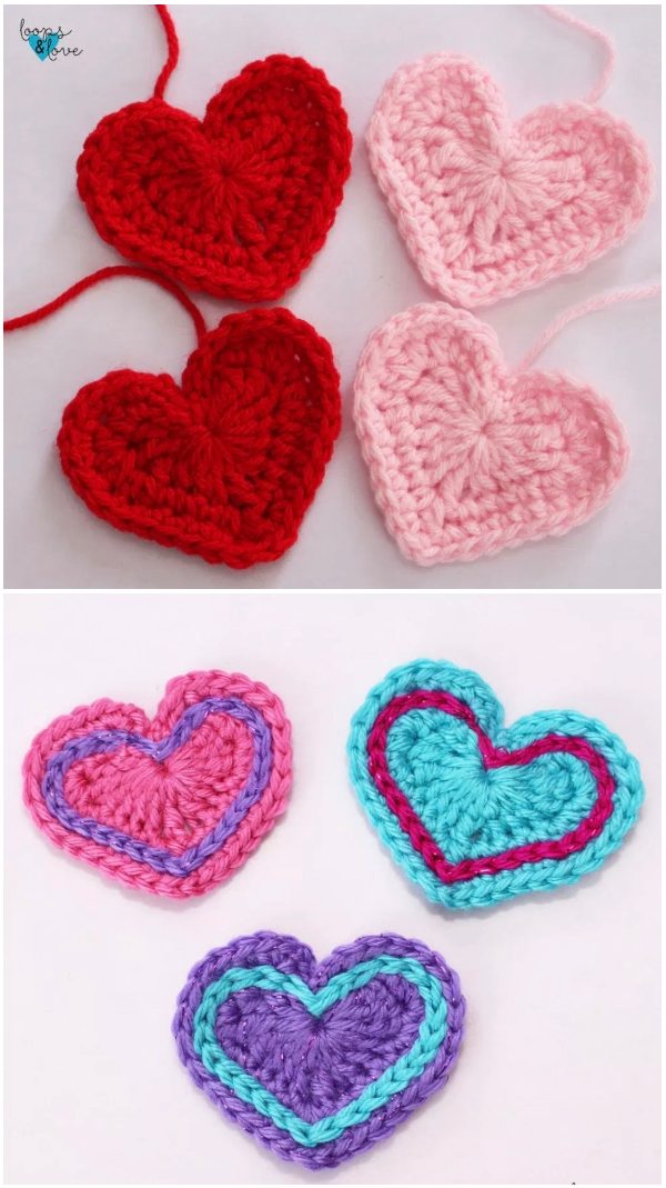 Very Easy crochet hearts for beginners