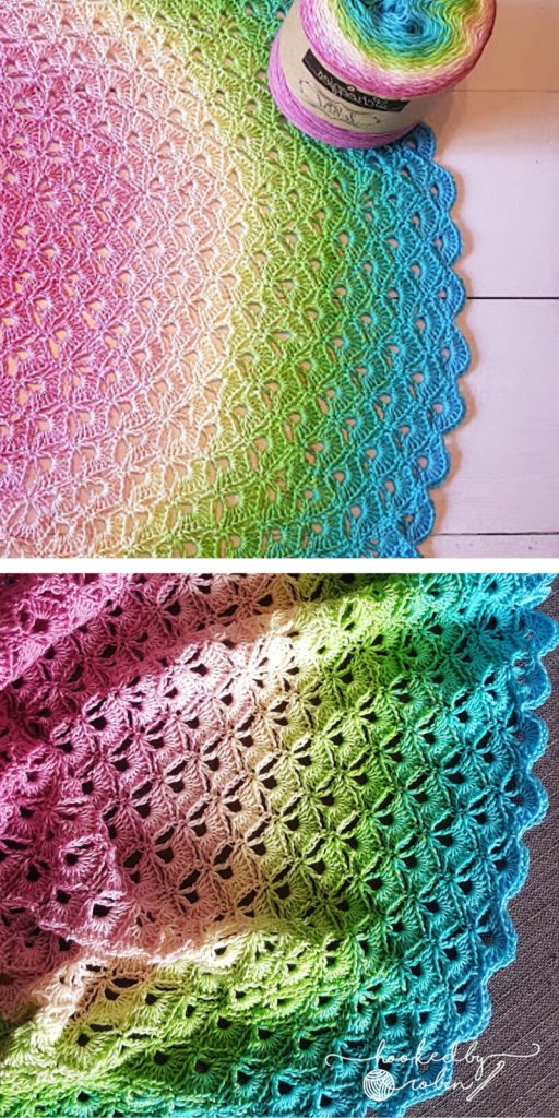  Lotus Flower Blanket - free crochet circle blanket pattern