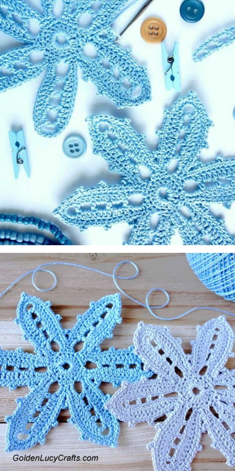 delicate crochet flower applique in light blue color