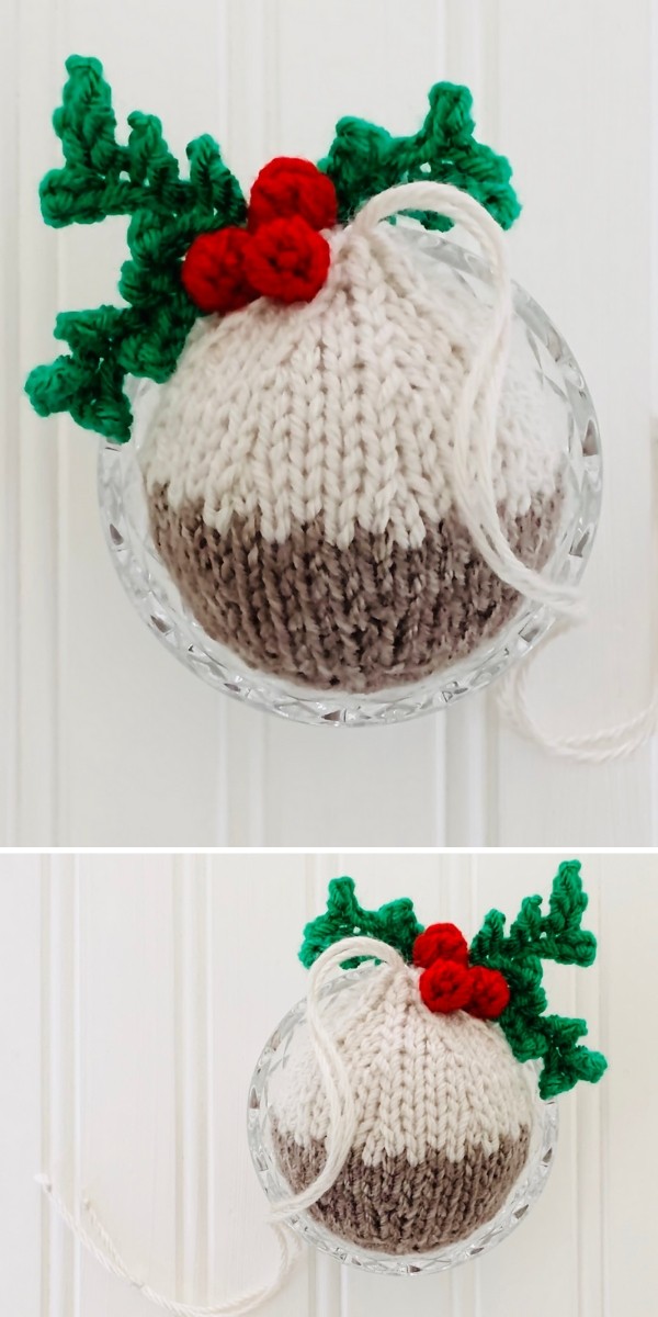 Christmas Pudding Bauble Free Knitting Pattern