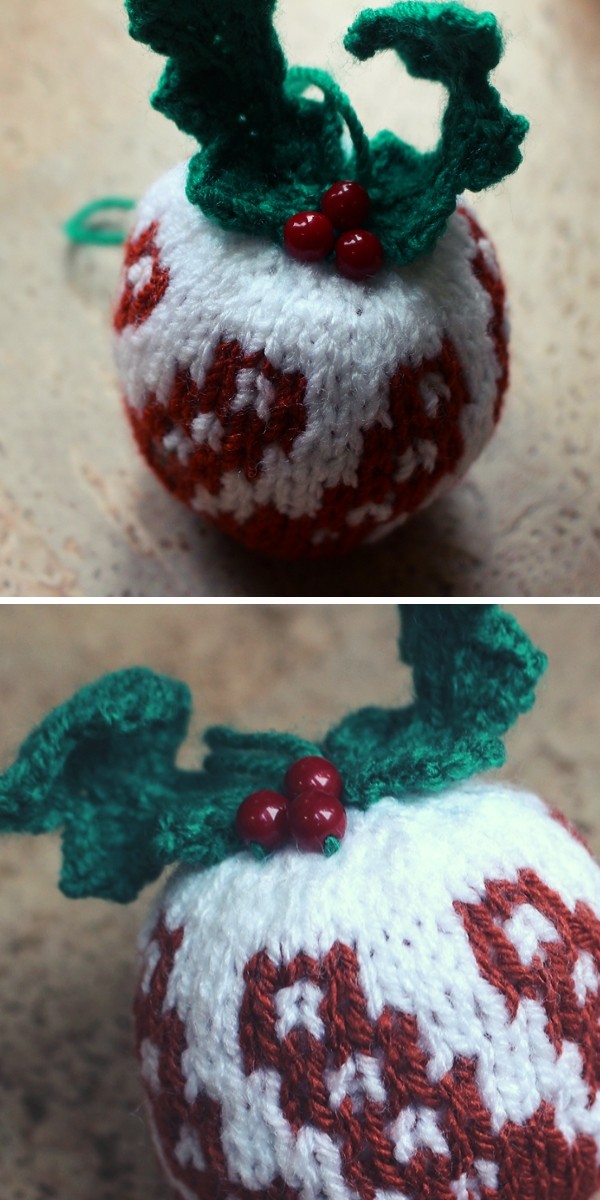 Christmas Pudding Bauble Knitting Pattern