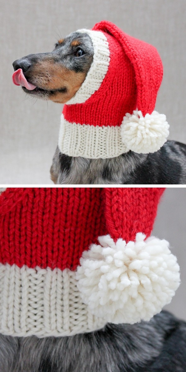 Santa Dog Hat Knitting Pattern