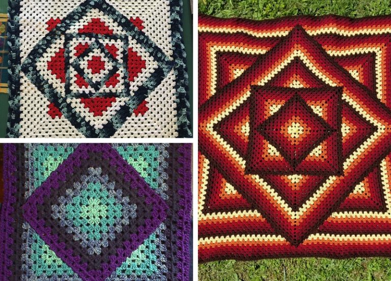 Squared Diamond Granny Throw Free Crochet Pattern