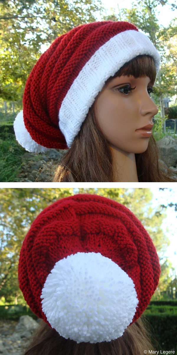 Girl with Red Christmas Hat with Pompon 