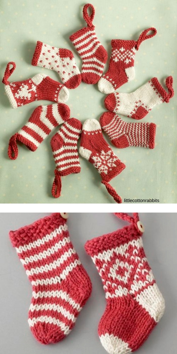 free knitting pattern: Mini Christmas Stockings 