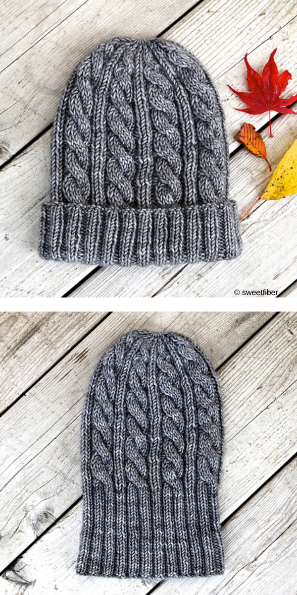 Grey winter hat and red leaves