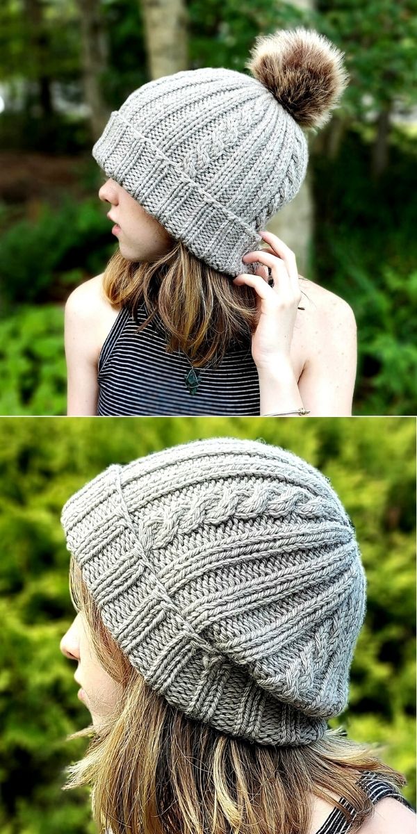 Simple Ribs and Cables Beanie