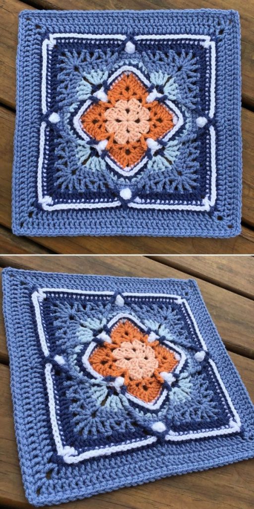 free crochet floral square pattern
