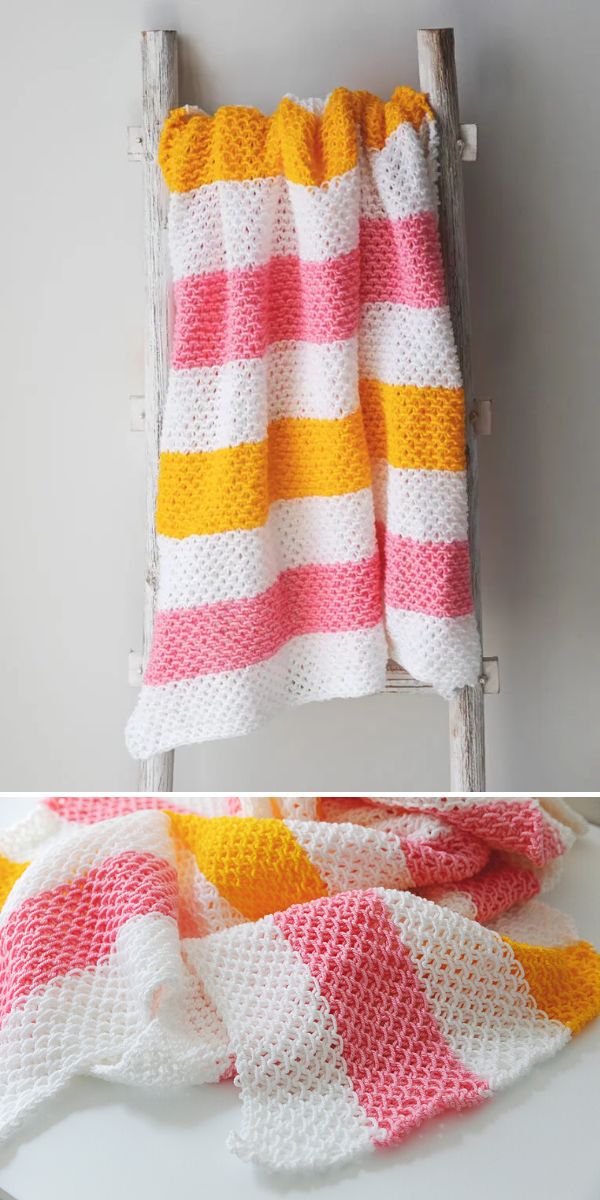 striped baby blanket free knitting pattern