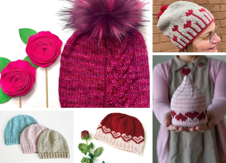 Heart Motif Hats Free Knitting Pattern