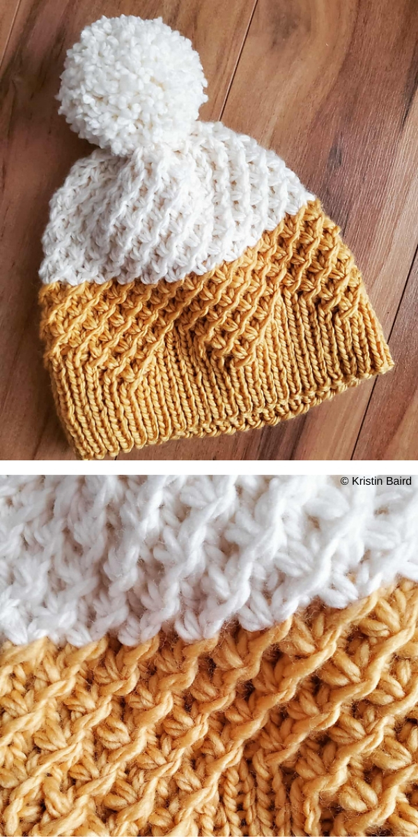 Starry Textured Beanie free knitting pattern