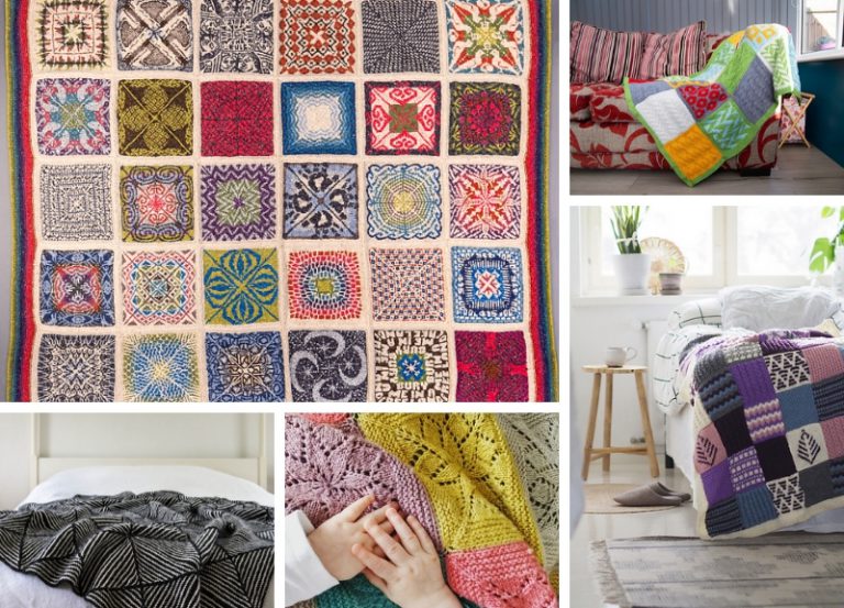 Patchwork Squares Blankets Knitting Patterns