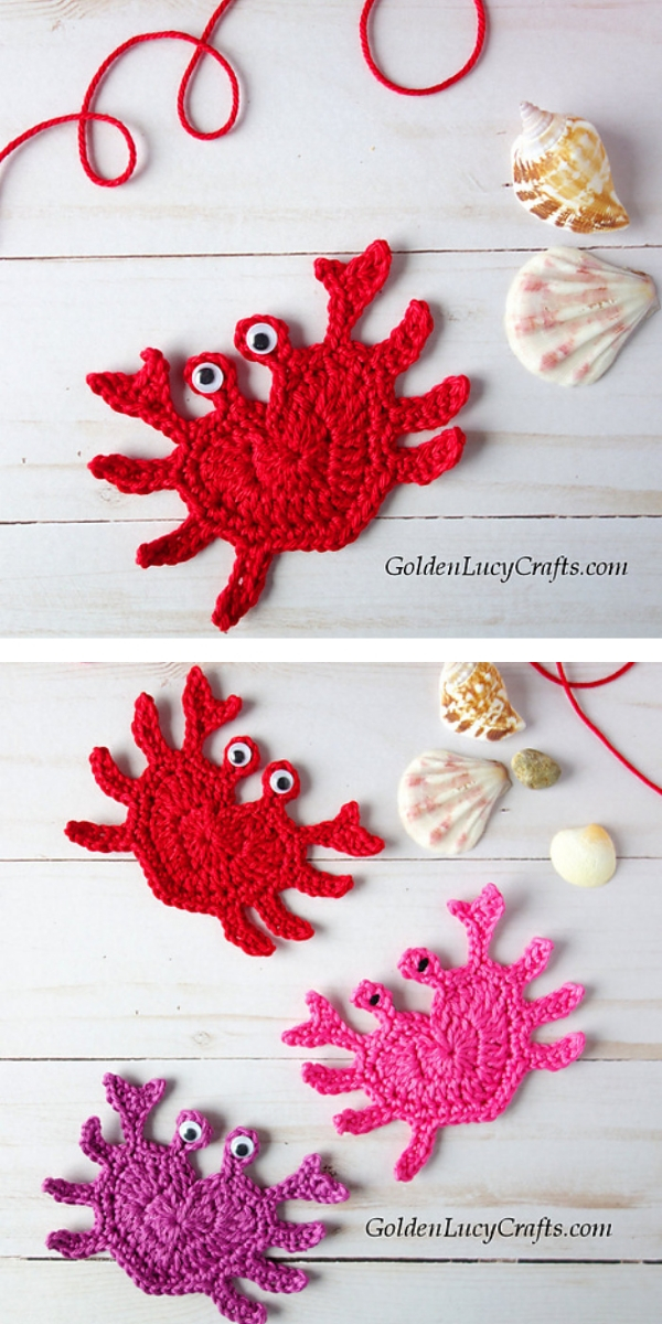 Crab applique Free crochet pattern