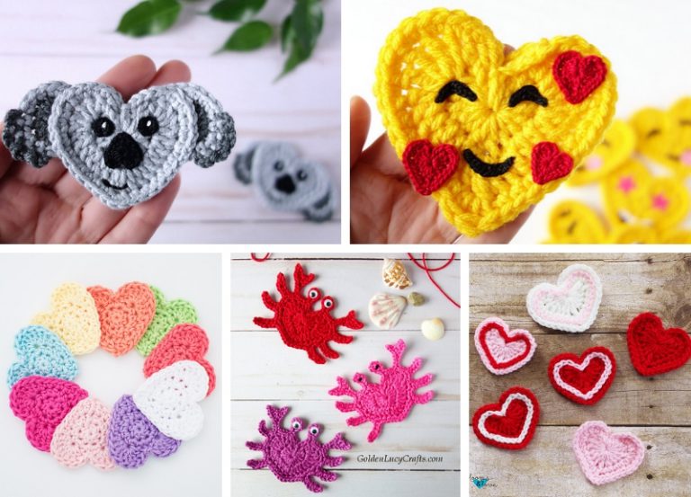 The Cutest Crochet Heart Applique Free Patterns