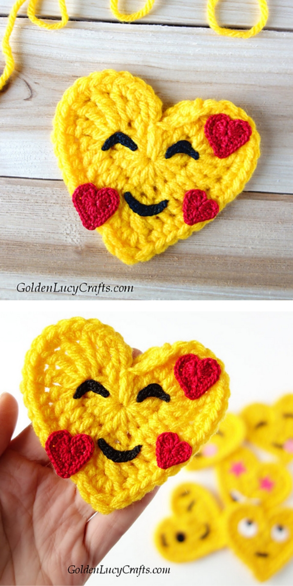 Smiling Face With Hearts Emoji free crochet pattern