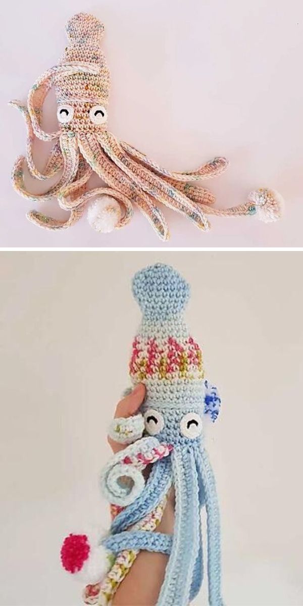 free crochet squid amigurumi pattern
