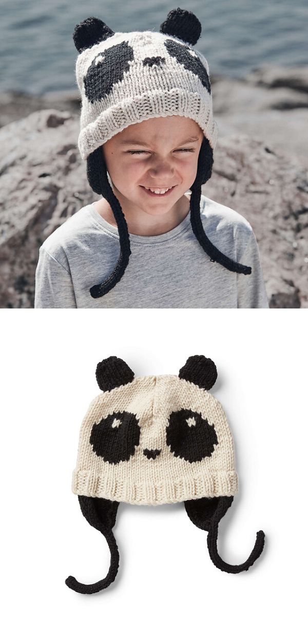 free knit panda hat pattern