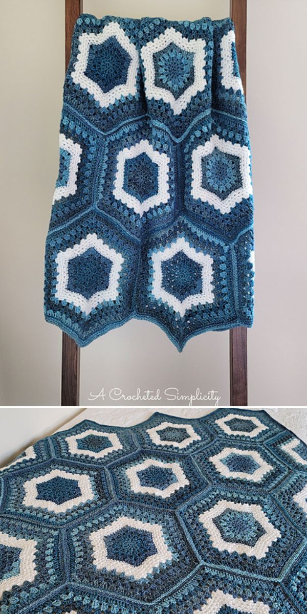 free crochet Hexagon Afghan pattern