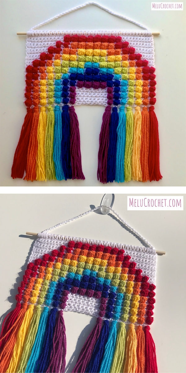 Chase the Rainbow window hanging Free Crochet Pattern